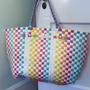 Kate Spade Woven Multicolor Beach Tote Bag